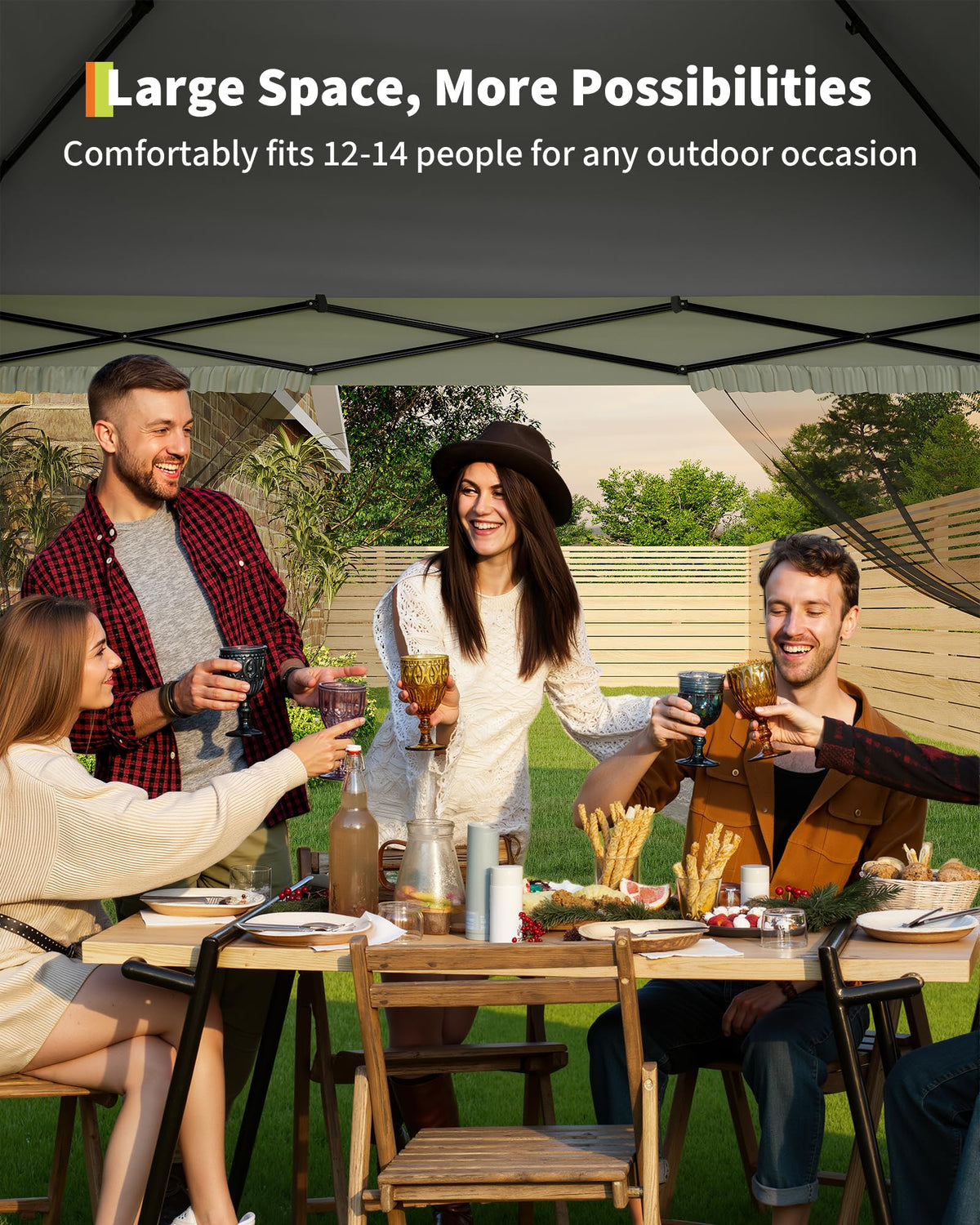 13x13FT Pop Up Gazebo with Mosquito Netting, Grey V978