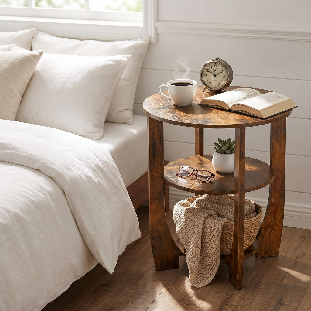 Rustic Brown 19.7 inch Round Side Table Z377