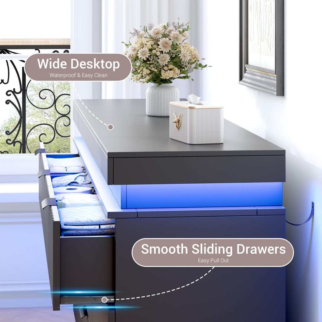 Black 9 Drawer Wood Dresser F27136
