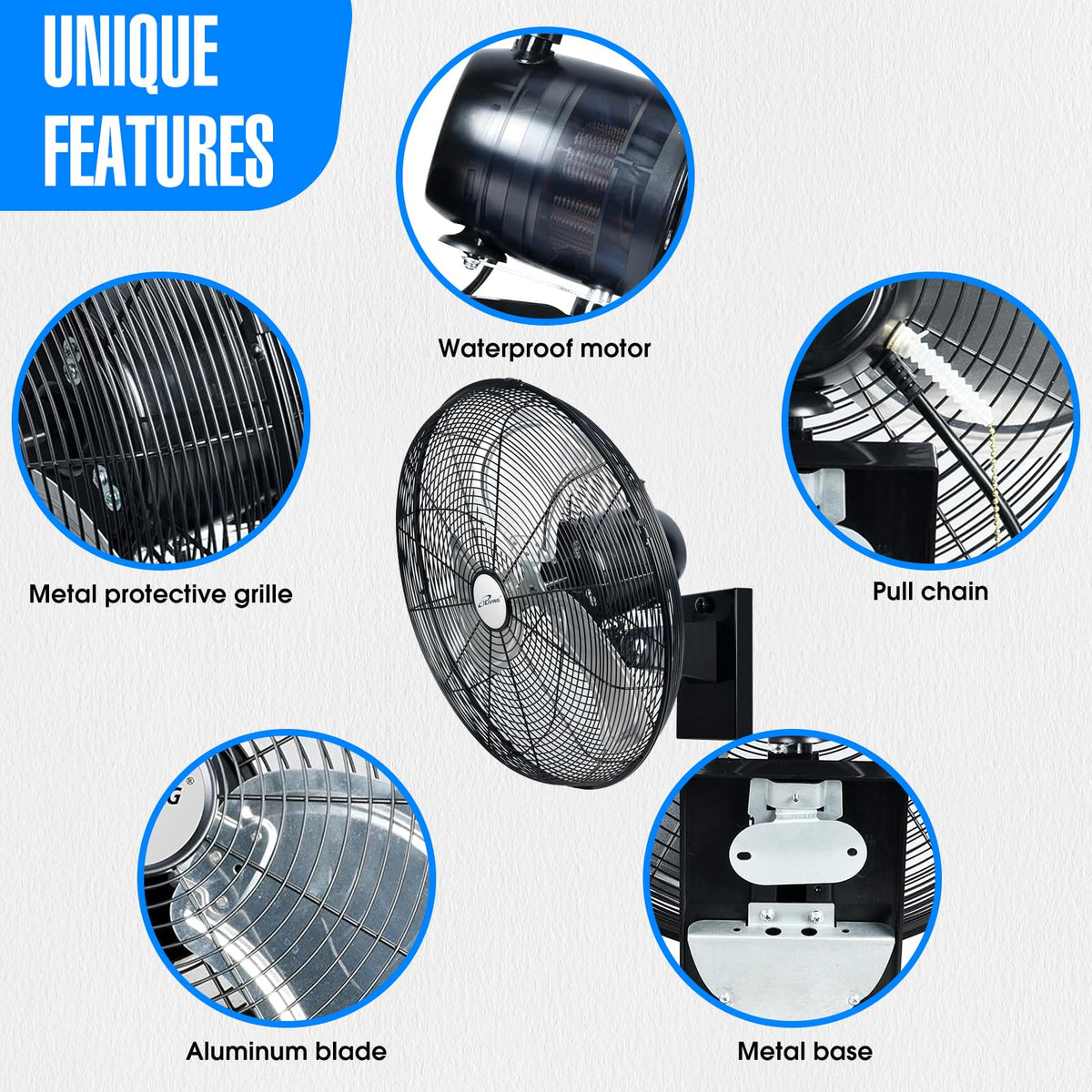 20" Outdoor Oscillating High Velocity Wall Fan, Black C396467