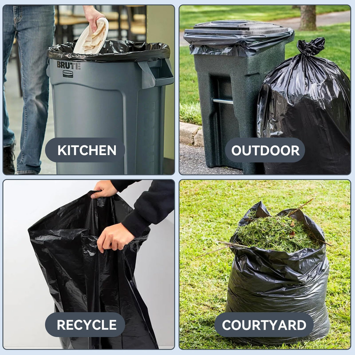 45 Gallon Heavy Duty Black Plastic Trash Bags 50 Count T699729