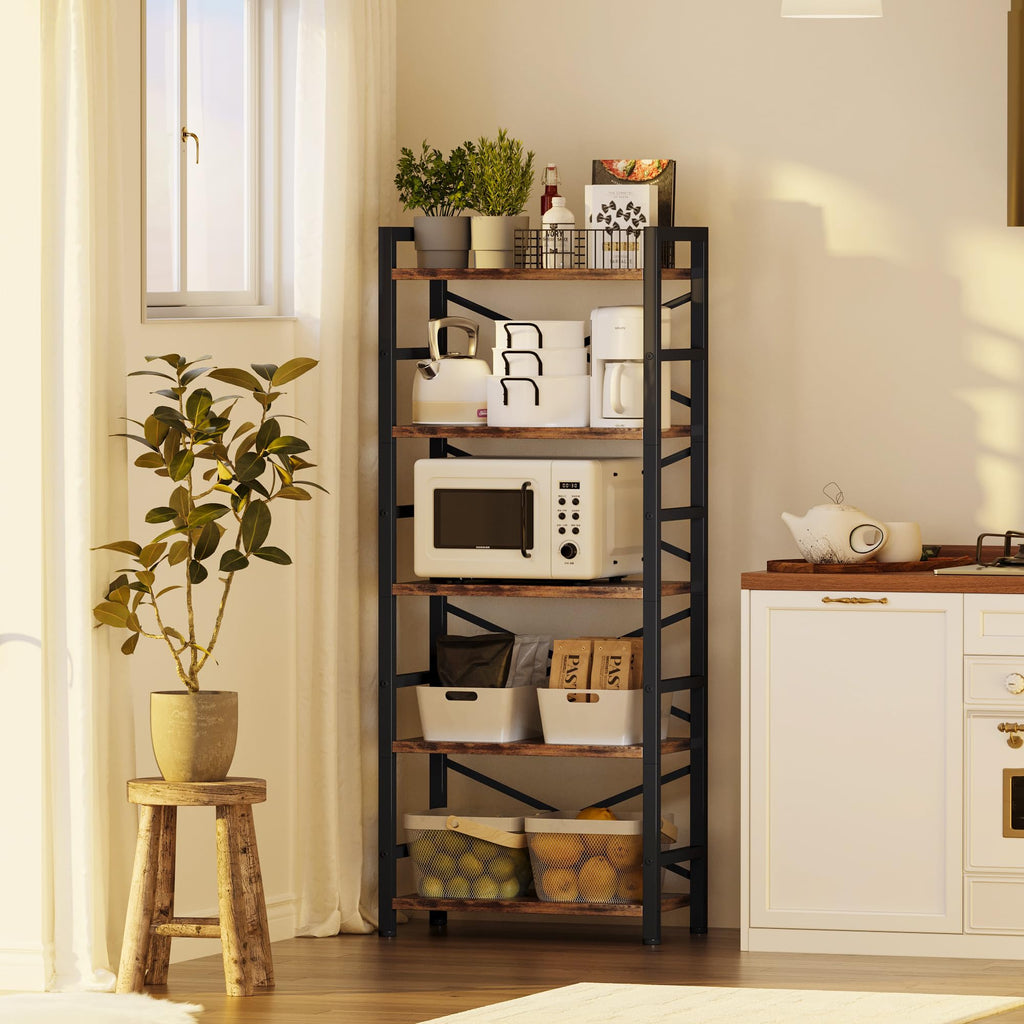5 Tier Wood and Metal Bookshelf G5938