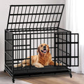 48 Inch Heavy Duty Collapsible Metal Dog Crate with Wheels G9999