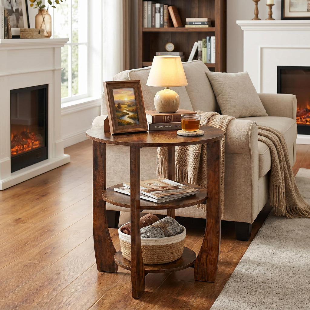 Rustic Brown 19.7 inch Round Side Table Z377