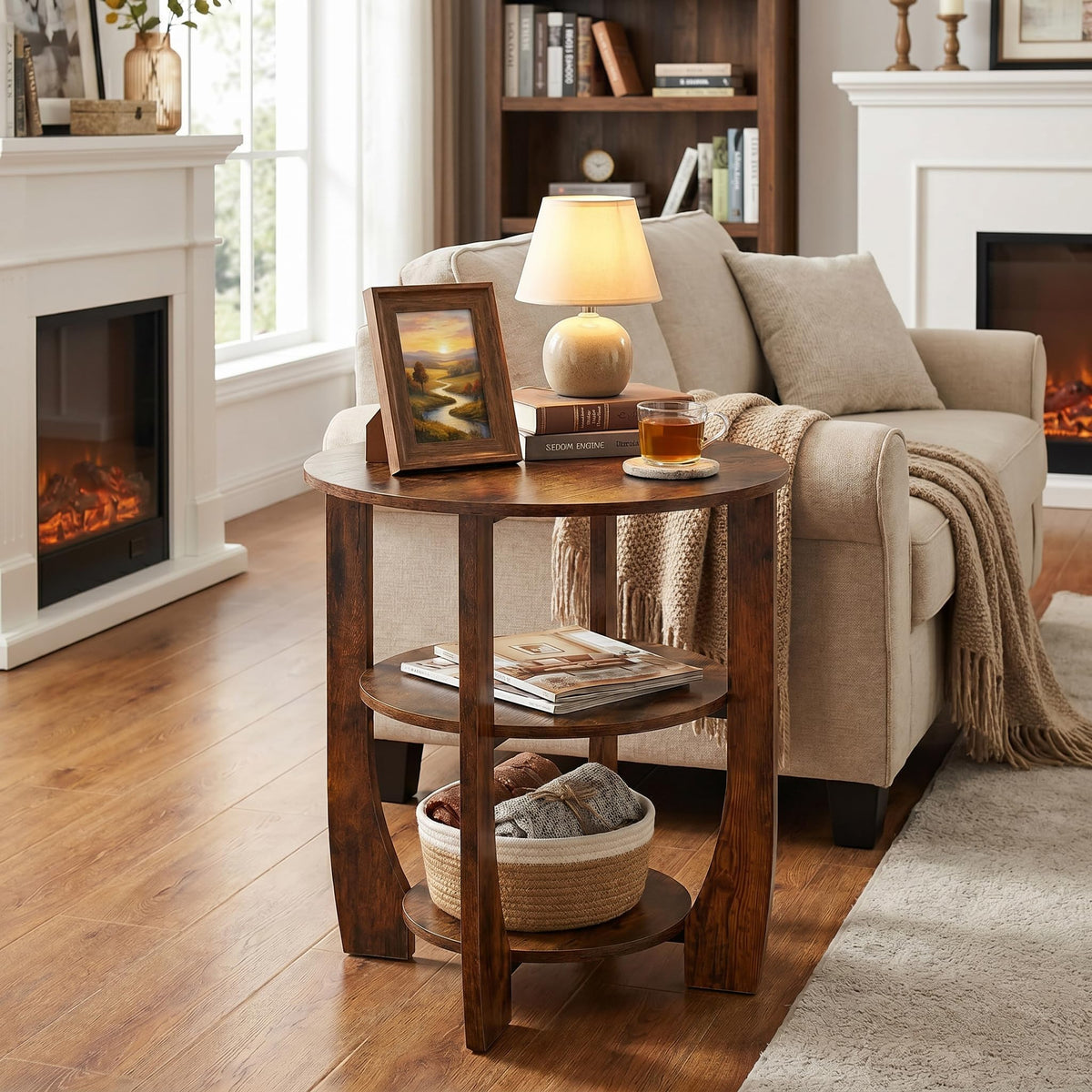 Rustic Brown 19.7 inch Round Side Table Z377
