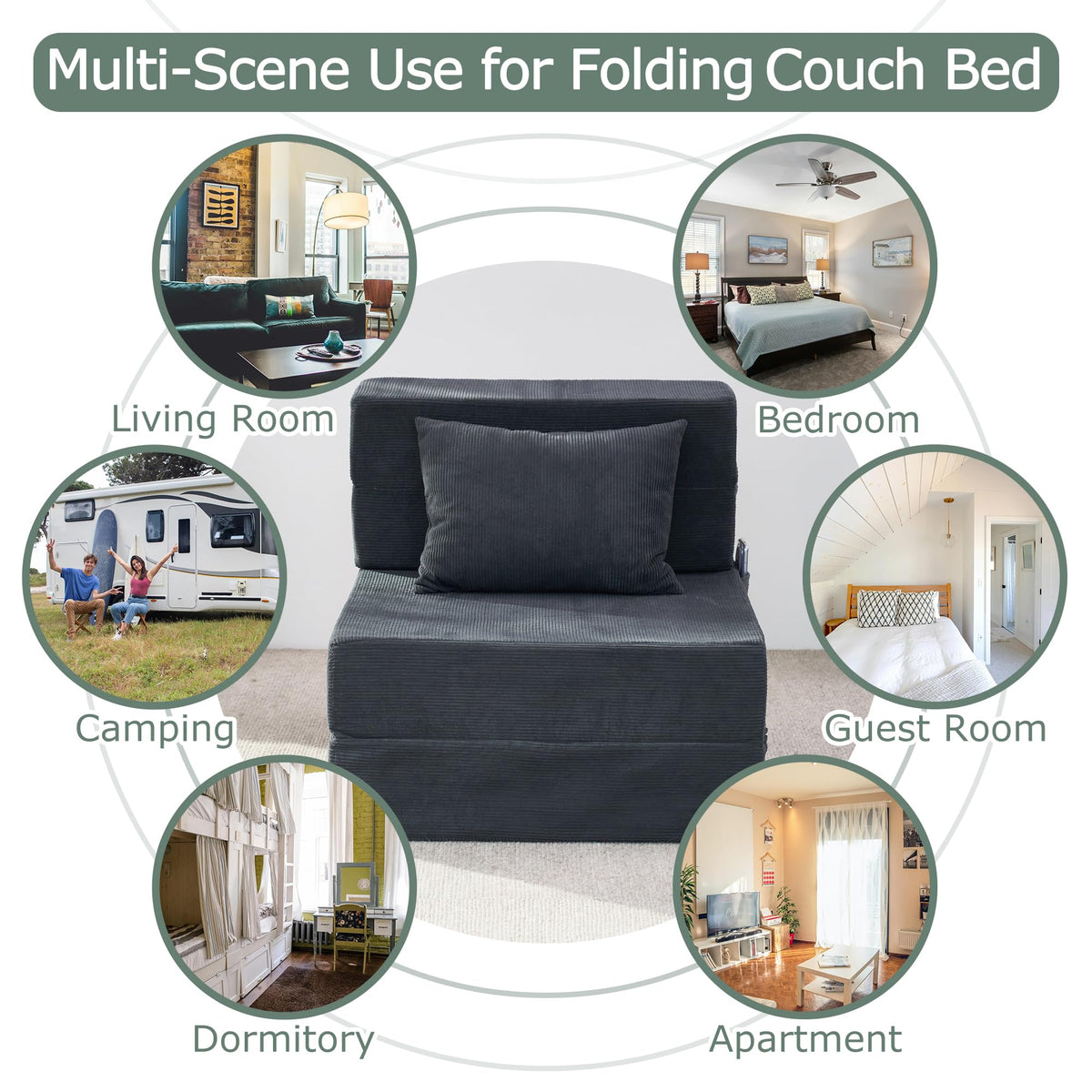 Folding Convertible Sofa Bed with Bag P8696