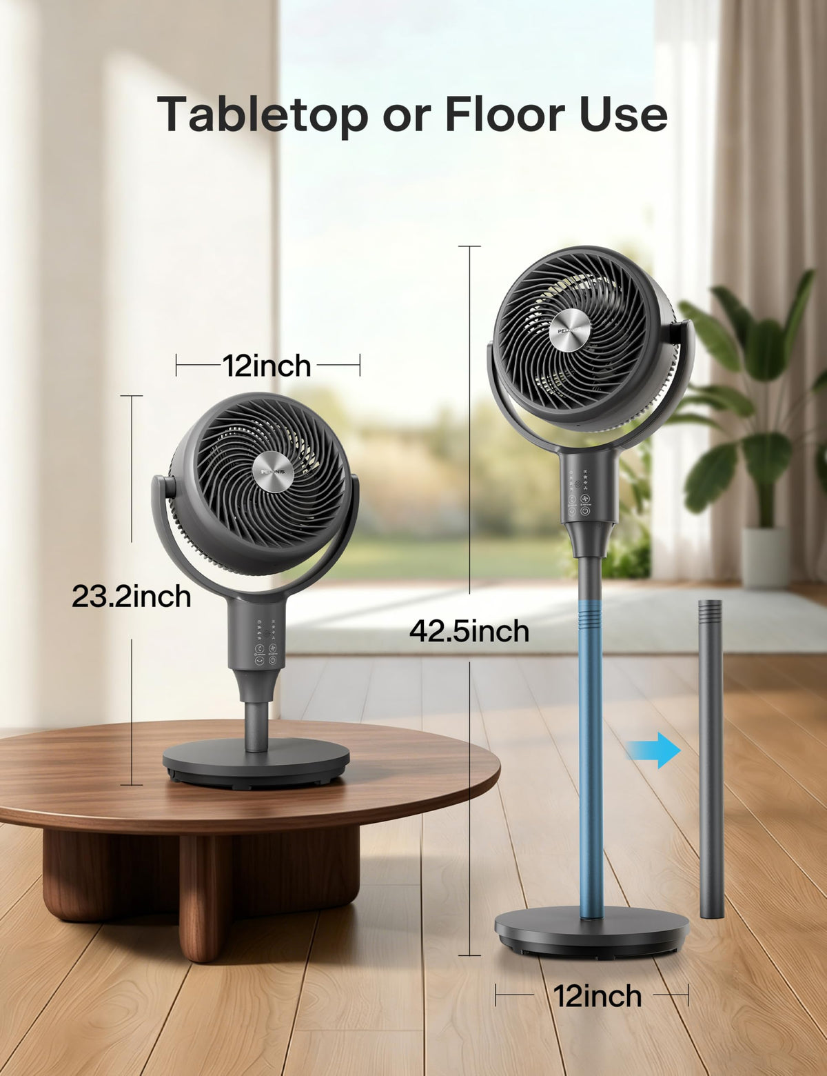 Grey Air Circulator Fan with Remote Y45007
