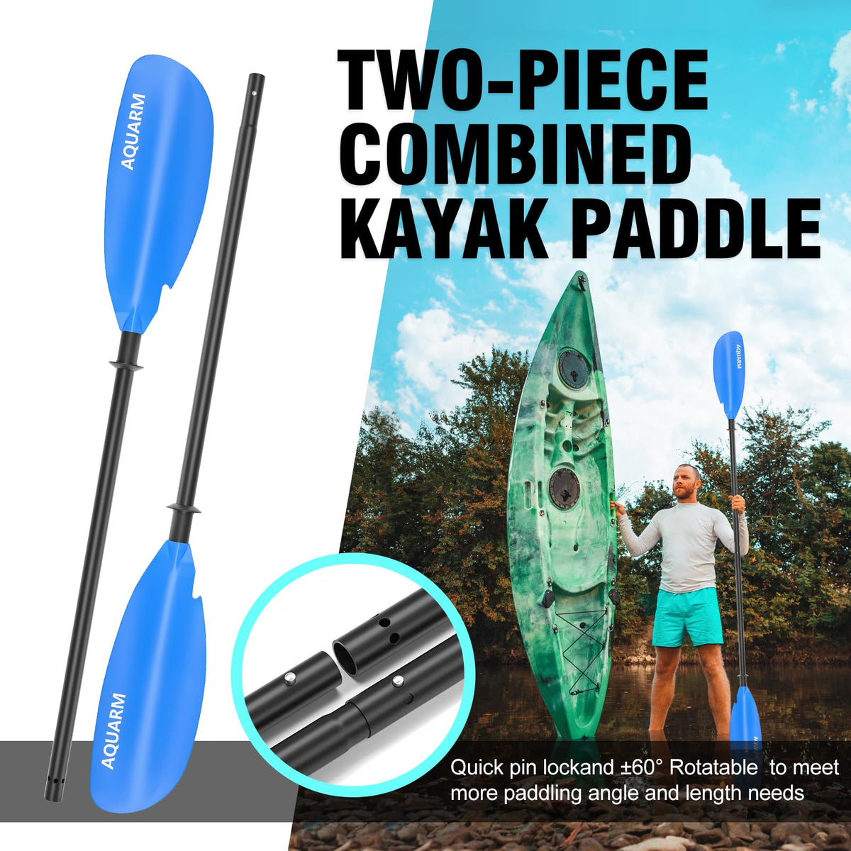 Adjustable Lightweight Kayak Paddle 231cm J314