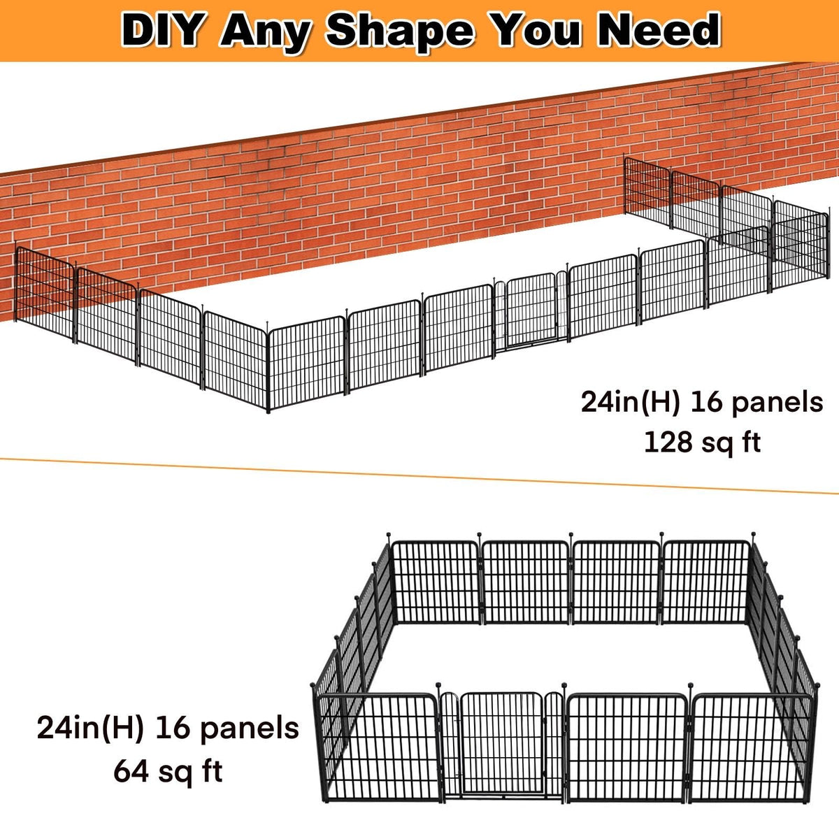 24 inch 16 Panels Metal Dog Playpen V8508
