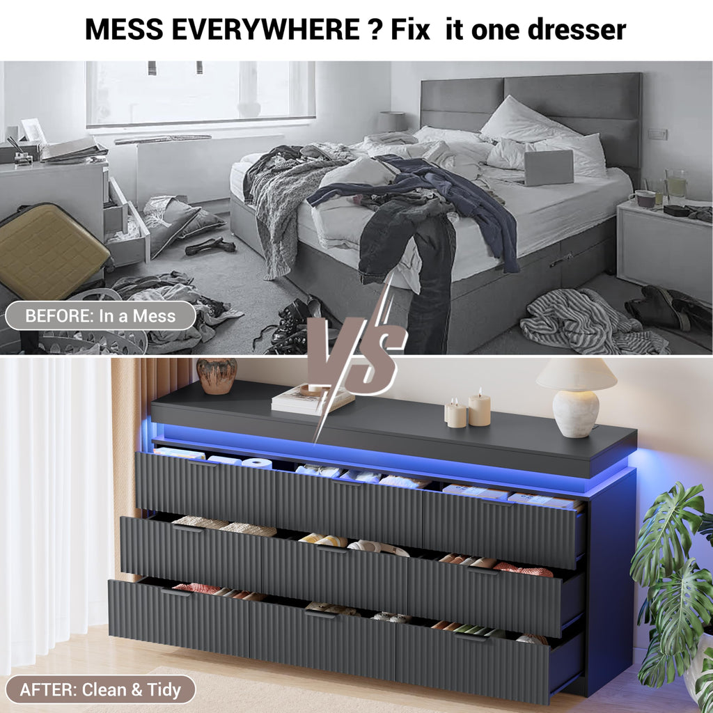 Black 9 Drawer Wood Dresser F27136