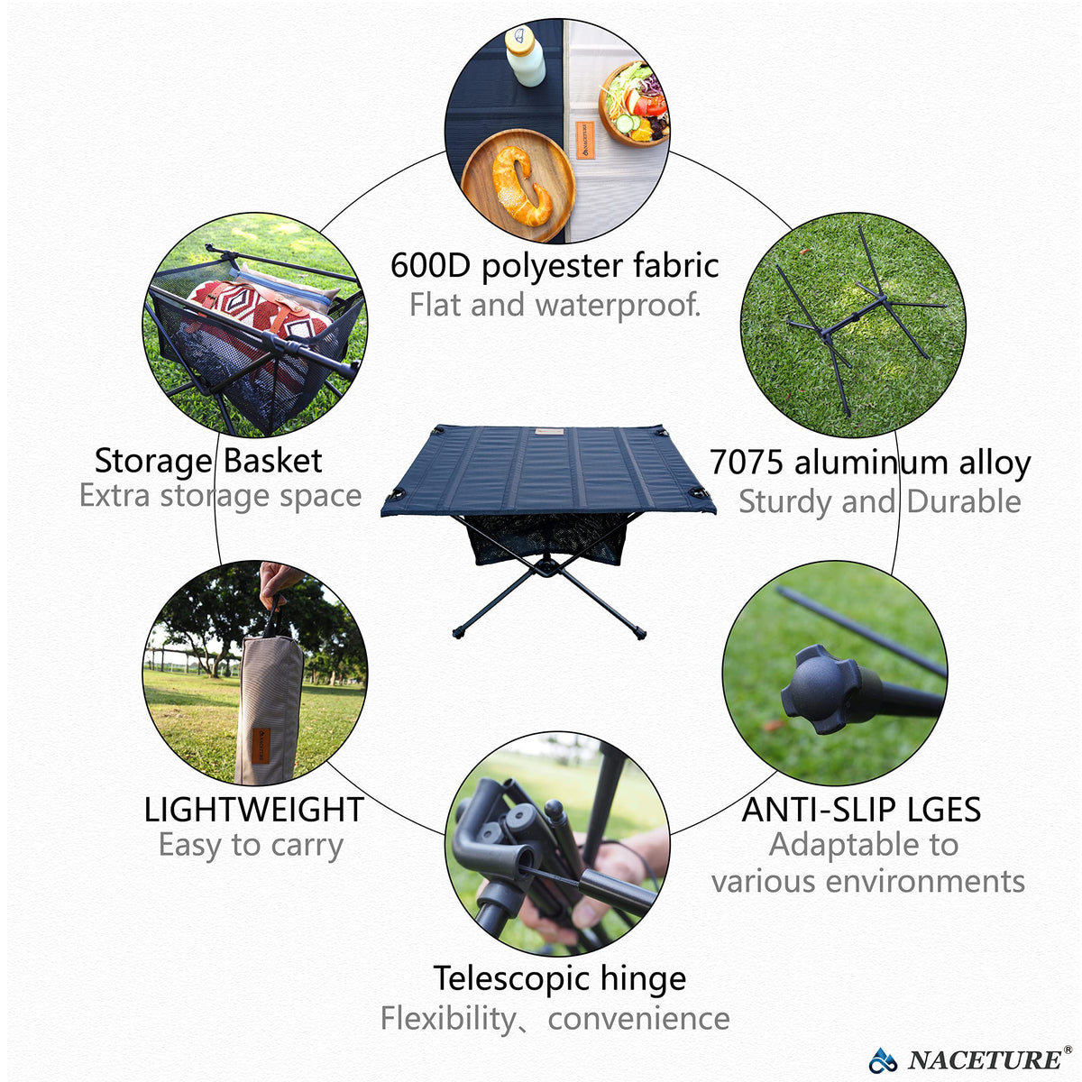 Ultralight Foldable Camping Table with Mesh Q939