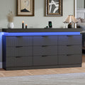 Black 9 Drawer Wood Dresser F27136