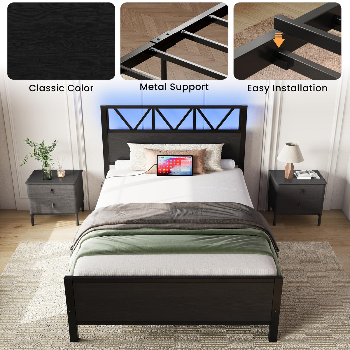 Twin XL Bed Frame with 2 Storage Drawers B928040