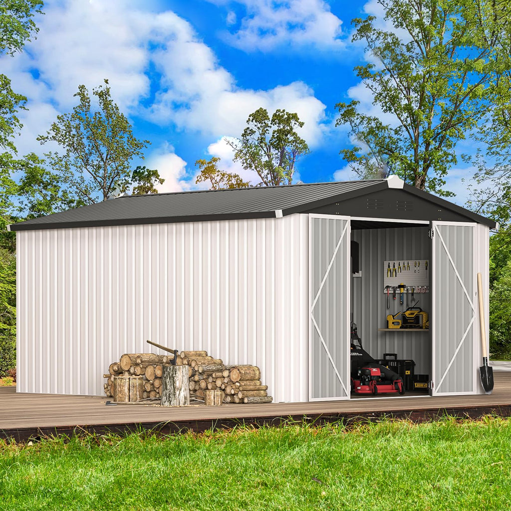 10x14 White Metal Outdoor Storage Shed Q232