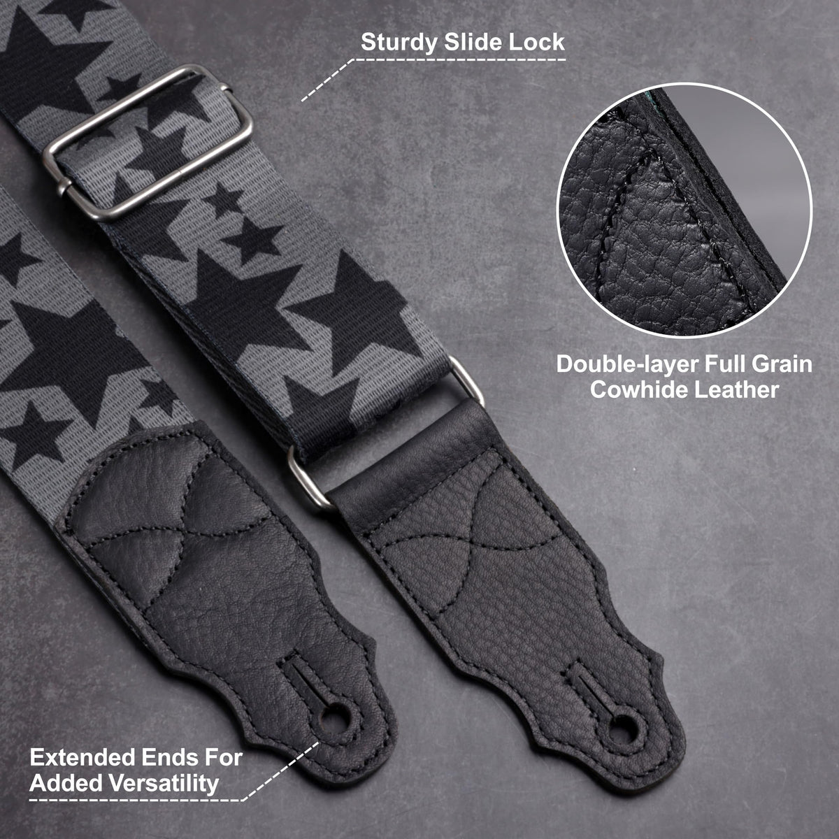 2 Inches Guitar Strap with Leather End H830367