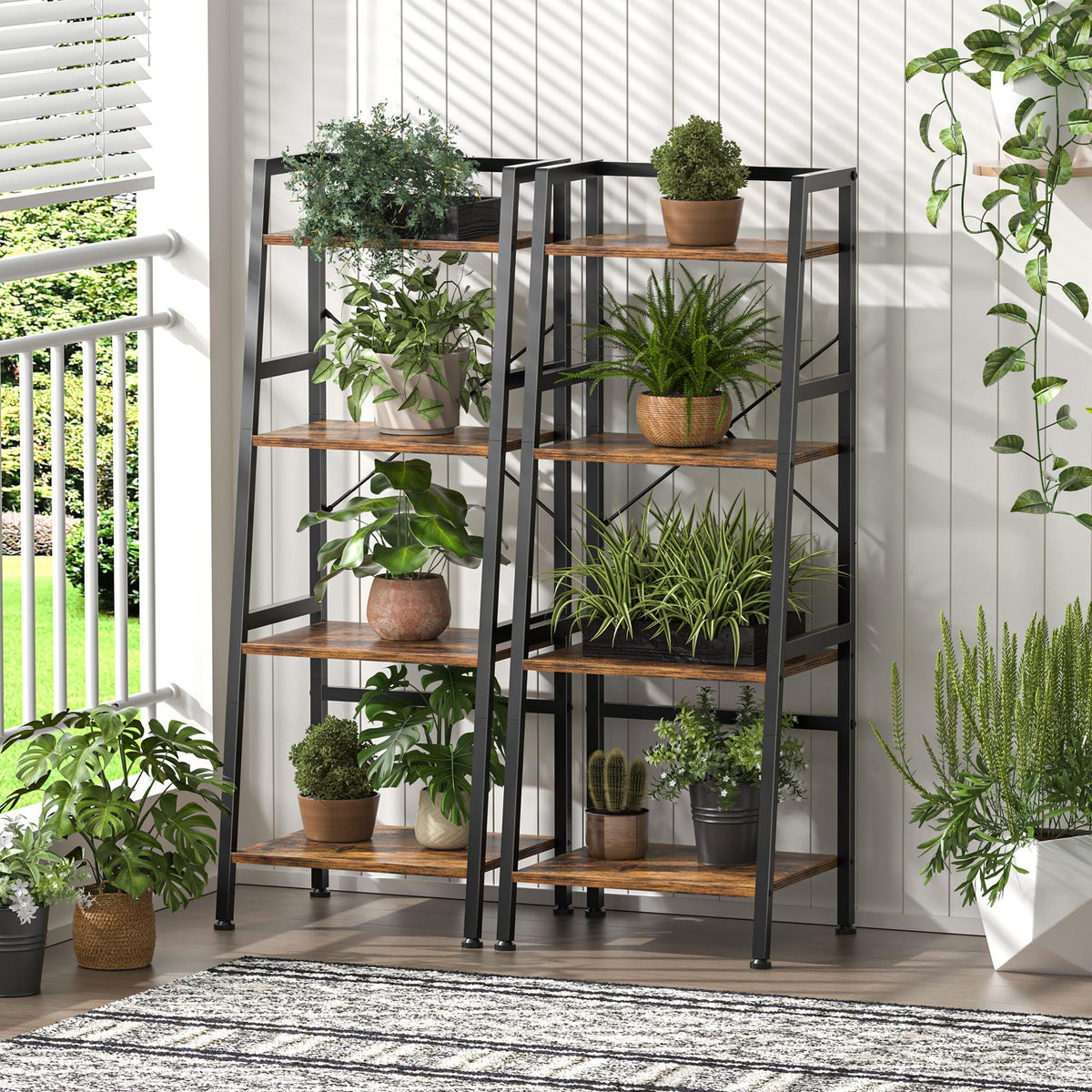 4-Tier Industrial Bookshelf with Steel Frame A7577