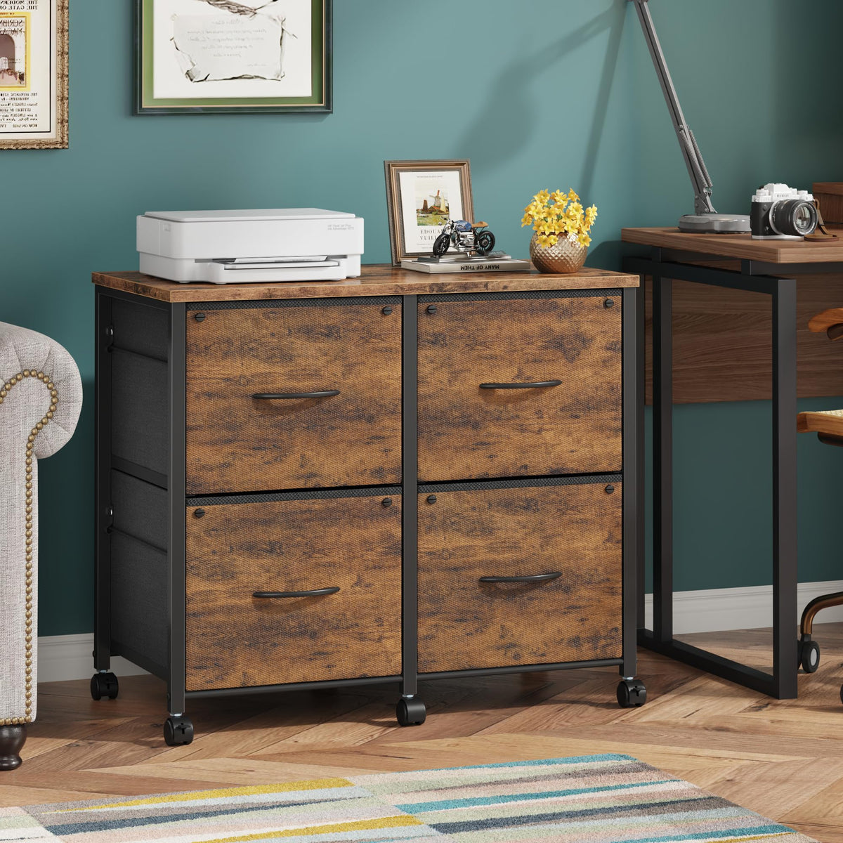 4 Drawer Mobile Lateral File Cabinet I870