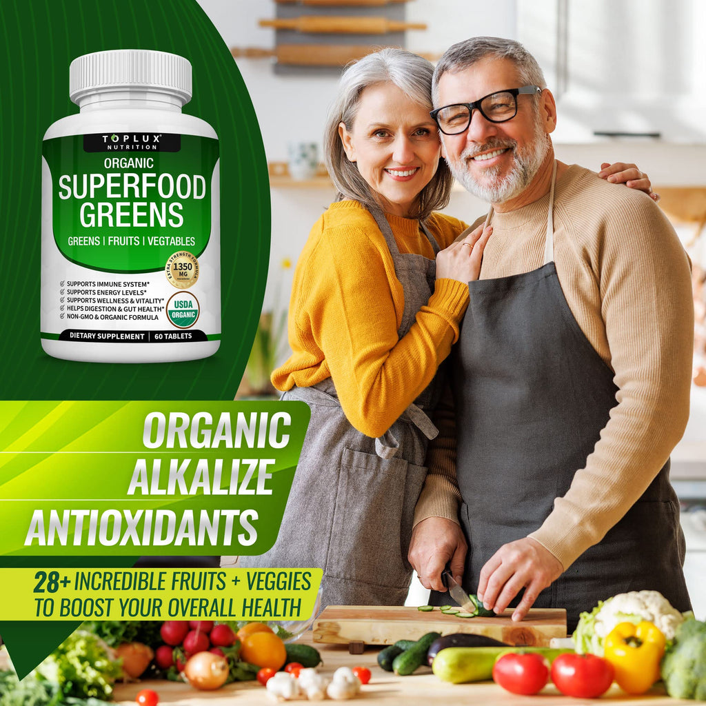 Organic Super Greens Capsules Superfood Supplement 60 Tablets B67534