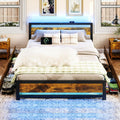 King Size Wood Bed Frame with 4 Storage Drawers J814240
